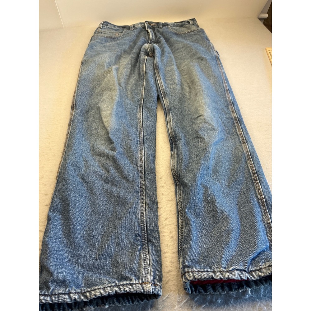 Berne Flannel Lined Carpenter Jeans Blue Denim Workwear 34x30 Utility Pants